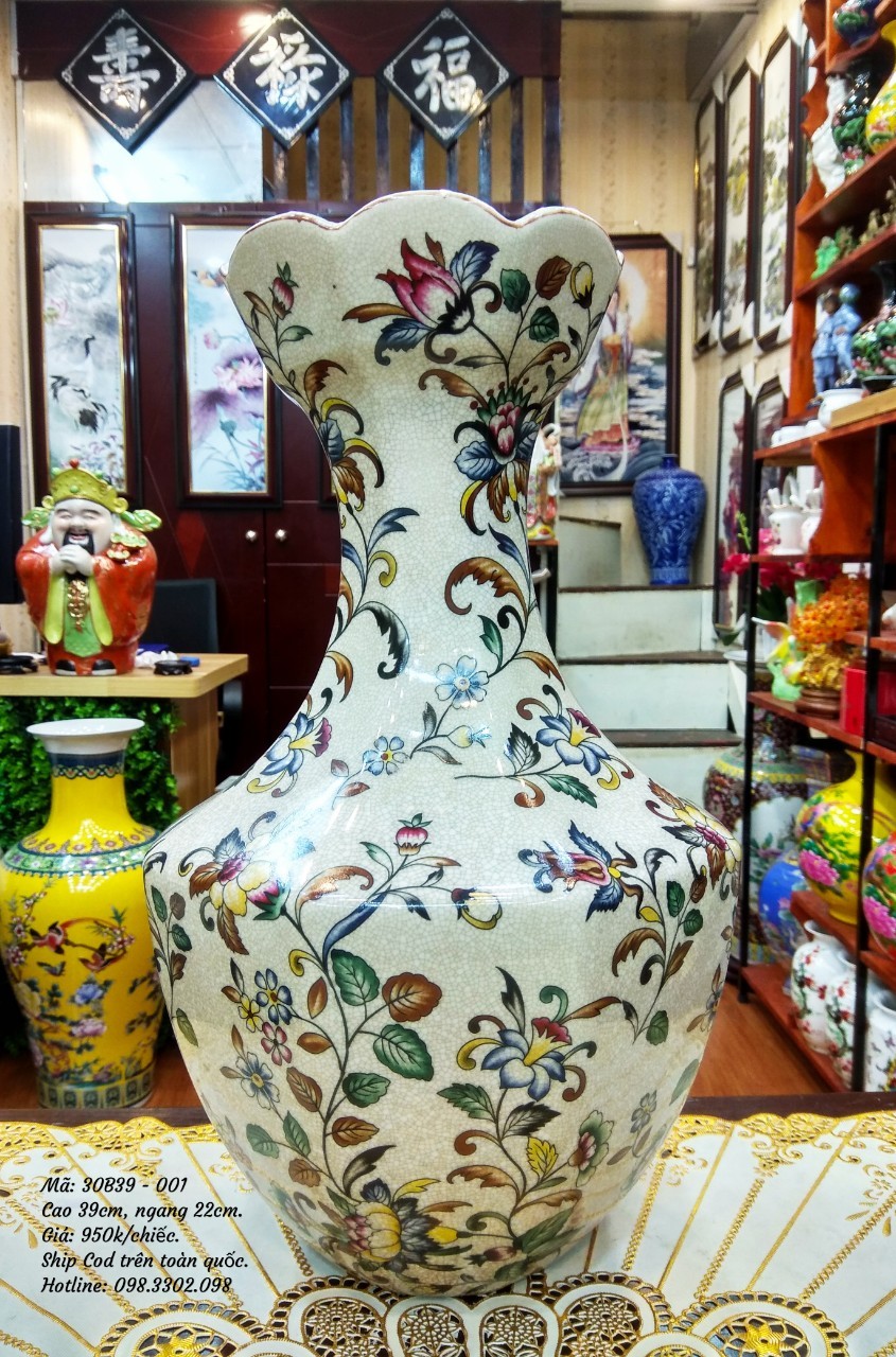 Bình Họa Tiết Hoa Men Rạn